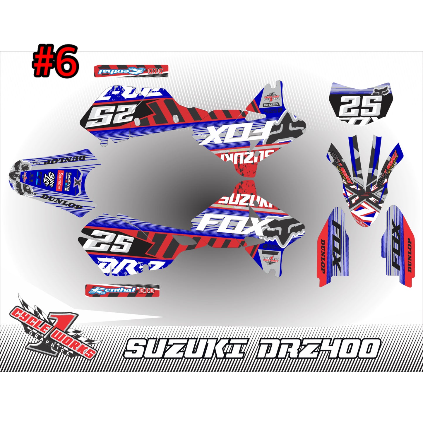 Drz400 full graphic kit fox & yoshimura