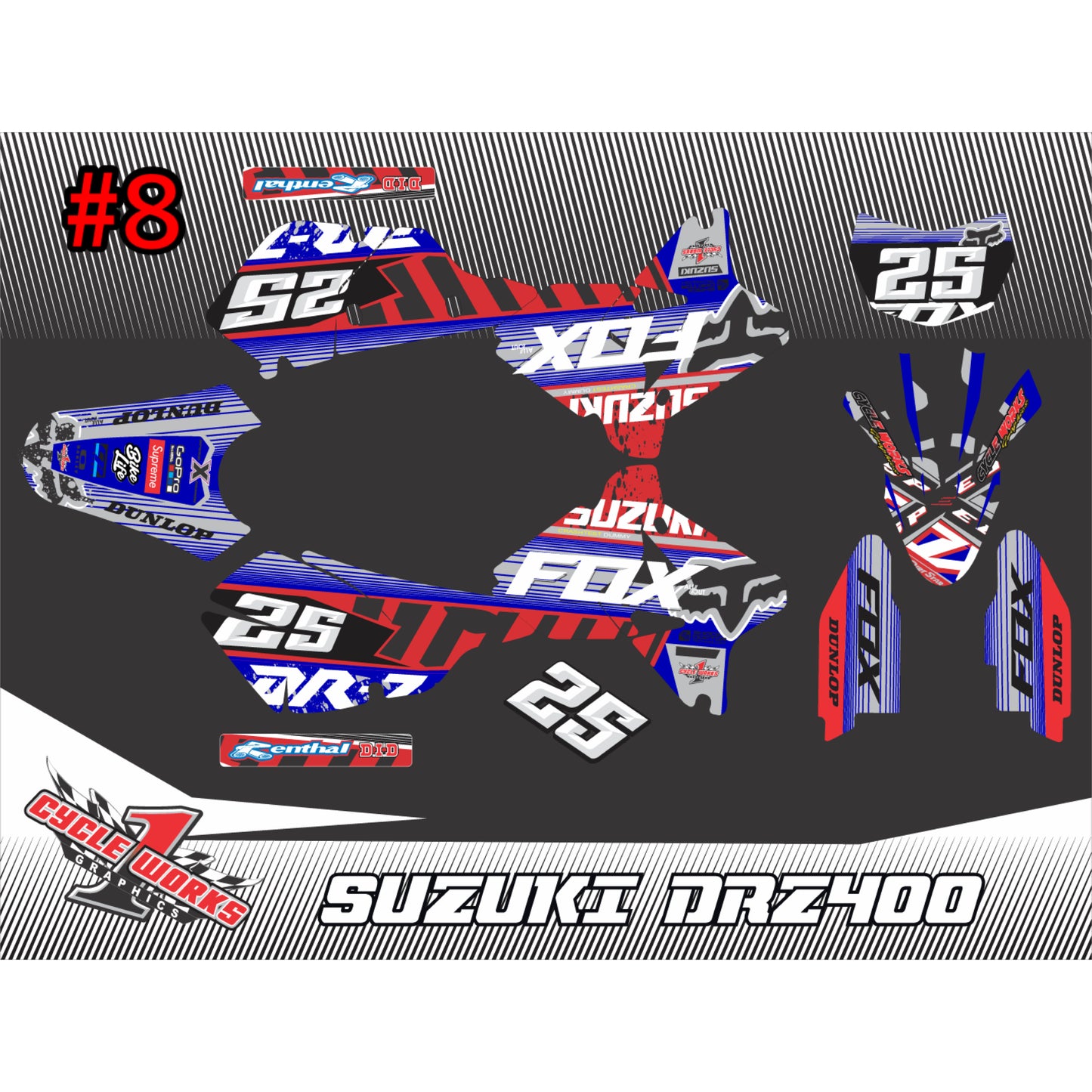 Drz400 full graphic kit fox & yoshimura