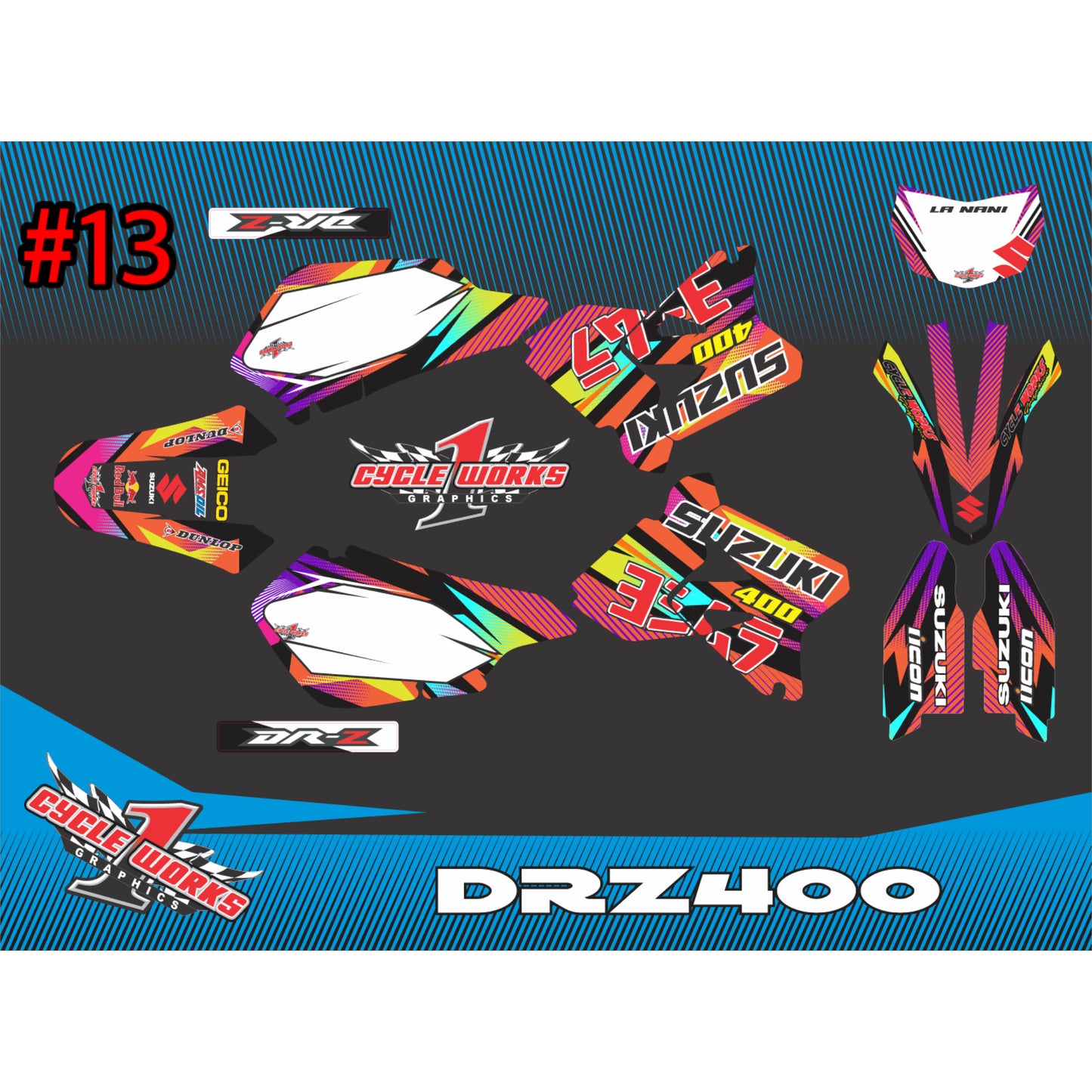 Drz400 full graphic kit fox & yoshimura