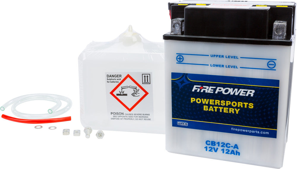 Warrior fire power battery w/acid cb12c-a 12v heavy duty